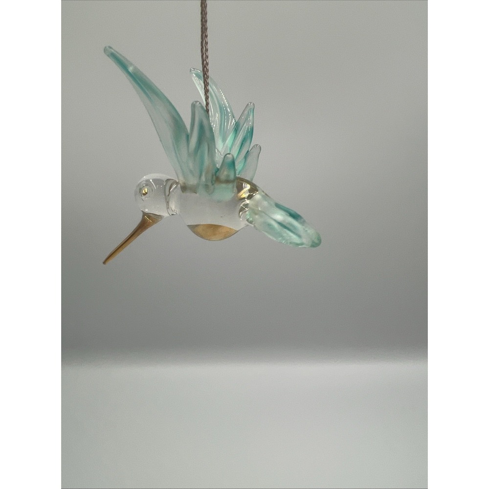 Hummingbird Ornament Glass Green Teal Figurine Crystal‎ Hanging Bird Christmas - Picture 5 of 8